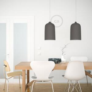 Creative cables Závěsná lampa s textilním kabelem a keramickým stínidlem zvon XL Barva: Tabulová černá-bílá