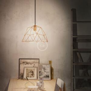 Creative cables Závěsná lampa s textilním kabelem, stínidlovým rámem dome a kovovými detaily Barva: Černá