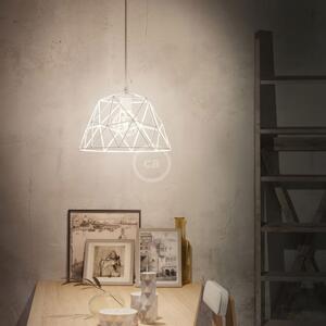 Creative cables Závěsná lampa s textilním kabelem, stínidlovým rámem dome a kovovými detaily Barva: Měď