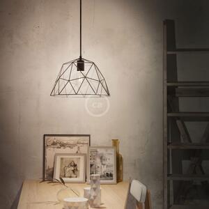 Creative cables Závěsná lampa s textilním kabelem, stínidlovým rámem dome a kovovými detaily Barva: Bílá