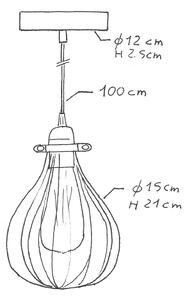 Creative cables Závěsná lampa s textilním kabelem, stínidlovým rámem kapka a kovovými detaily Barva: Měď