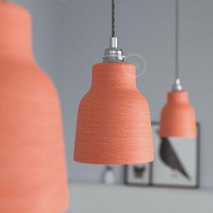 Creative cables Závěsná lampa s textilním kabelem, keramickým stínidlem tvaru vázy s kovovými detaily Barva: Krémová strukturovaná-bílá