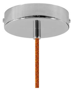 Creative cables Závěsná lampa s textilním kabelem, keramickým stínidlem tvaru misky s kovovými detaily Barva: Korálová strukturovaná-bílá