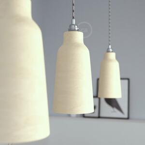 Creative cables Závěsná lampa s textilním kabelem, keramickým stínidlem tvaru lahve s kovovými detaily Barva: Krémová strukturovaná-bílá