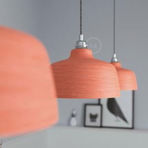 Creative cables Závěsná lampa s textilním kabelem, keramickým stínidlem tvaru misky s kovovými detaily Barva: Rezavý efekt-bílá