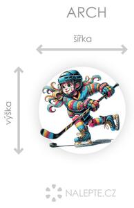 Malá hokejistka textilní přelepitelná samolepka na zeď arch 45 x 45 cm