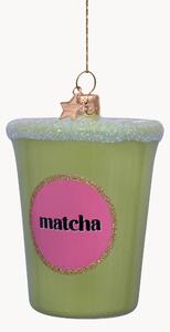 Ručně foukaná vánoční ozdoba Matcha Tea Latte