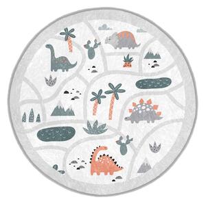 Světle šedý pratelný dětský hrací koberec ø80 cm Dino Park – Mila Home