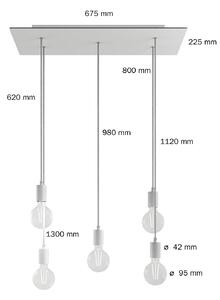 Creative cables Závěsná lampa s 5 světly, s obdélníkovým XXL baldachýnem Rose-one, textilním kabelem a kovovými komponenty Barva: Hladký mosazný dibond