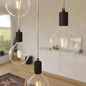 Creative cables Závěsná lampa se 7 světly, s obdélníkovým XXL baldachýnem Rose-one, textilním kabelem a kovovými komponenty Barva: Hladký ocelový dibond