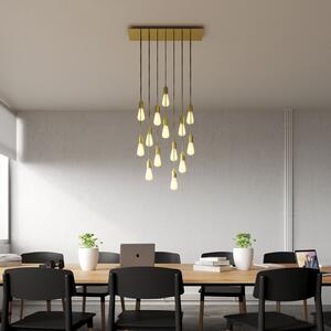 Creative cables Závěsná lampa se 14 světly, s obdélníkovým XXL baldachýnem Rose-one, textilním kabelem a kovovými komponenty Barva: Hladký měděný dibond