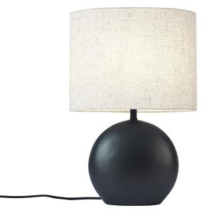 Japandi stolní lampa černá s lněným stínidlem - Timo