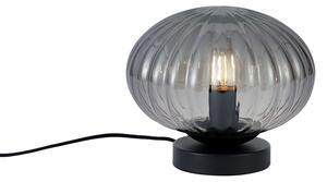 Designová stolní lampa černá s kouřovým sklem - Mochi