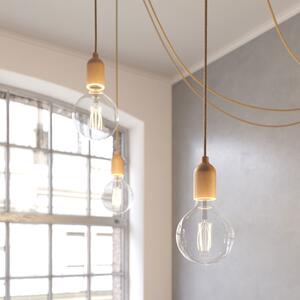 Creative cables Závěsná lampa Spider se 4 světly, textilním kabelem a dřevěnou úpravou Barva: Efekt wenge