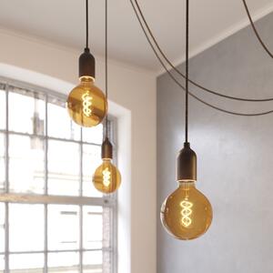 Creative cables Závěsná lampa Spider se 4 světly, textilním kabelem a dřevěnou úpravou Barva: Efekt wenge