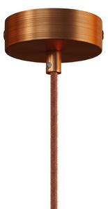 Creative cables Závěsná lampa s textilním kabelem a dvojitým stínidlem Tub-E14, dřevo a kov Barva: Neutrální-matný bronz