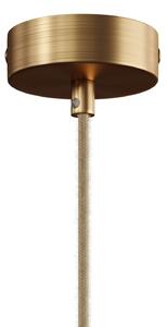Creative cables Závěsná lampa s textilním kabelem a dvojitým stínidlem Tub-E14, dřevo a kov Barva: Neutrální-matná měď