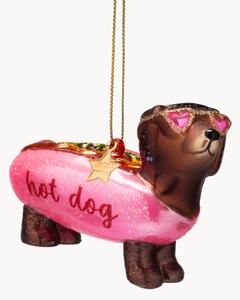 Ručně foukaná vánoční ozdoba Hotdog Dachshund