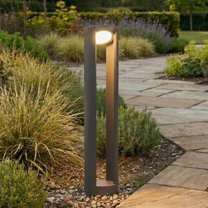 Lucande LED světlo na sloupku Dylen, šedé, kov, 80 cm, IP65, Černá, Hliník, Moderní