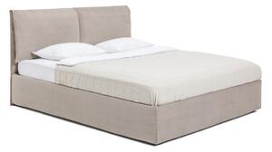 Čalouněná dvoulůžková postel taupe s úložným prostorem s roštem 160x200 cm Thessa Pillow – Bonami Selection