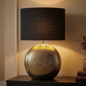 FISCHER & HONSEL Stolní lampa Foro, bronzová/černá, výška 53 cm, Bronz / starožitná mosaz, Obývací pokoj / jídelna, Keramika, Moderní