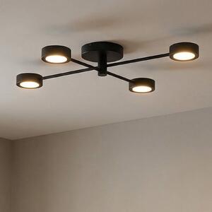 Nordlux Stropní svítidlo LED Clyde Flex, 4 světla, 2 vzpěry, černé, stmívatelný, Černá, Obývací pokoj / jídelna, kov