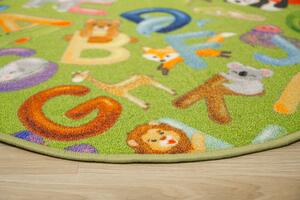 Associated Weavers Dětský kulatý koberec Alfabet 12 zelený Rozměr: průměr 200 cm