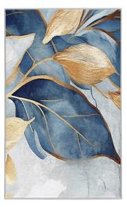 Pratelný koberec v modré a zlaté barvě 80x150 cm Golden Leaves – Mila Home