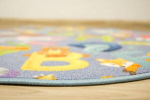 Associated Weavers Dětský kulatý koberec Alfabet 19 šedý Rozměr: průměr 200 cm