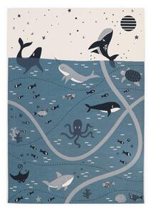 Modro-krémový dětský hrací koberec 123x180 cm Little Deep Blue – Nattiot