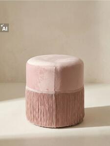 Sinsay - Puf s ozdobnými třásněmi - pastelová růžová