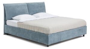 Modrá čalouněná dvoulůžková postel s úložným prostorem s roštem 160x200 cm Myra Pillow – Bonami Selection