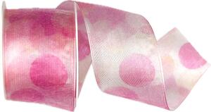Stuha organzová PLAYFUL DOTS PINK růžová průsvitná 40mm x 2m( 15,-Kč/m)