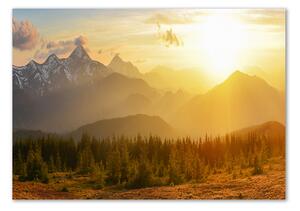 Foto obraz sklo tvrzené Západ slunce hory osh-84116149
