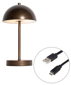 Venkovní stolní lampa tmavě bronzová dobíjecí vč. LED s 3-krokovým stmíváním - Keira