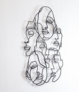 Wallity Nástěnná kovová dekorace Faces Line Art černá