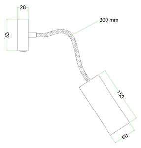 Creative cables Fermaluce Flex 30 bodové svítidlo se stínidlem tub-E14, mini baldachýn s vypínačem Barva: Matný chrom