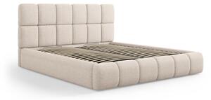 Béžová čalouněná dvoulůžková postel s úložným prostorem s roštem 200x200 cm Bellis – Micadoni Home