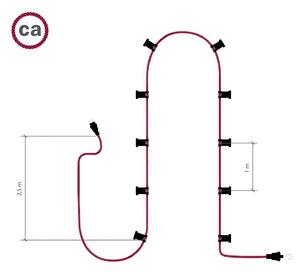 Creative cables Hotový světelný řetěz LUMET 12,5 m je sestavený z 10 černých objímek, háčku a zástrčky Barva kabelu: Žlutá - CM10