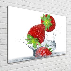 Foto obraz skleněný horizontální Padající jahody osh-85065698