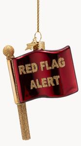 Ručně foukaná vánoční ozdoba Red Flag