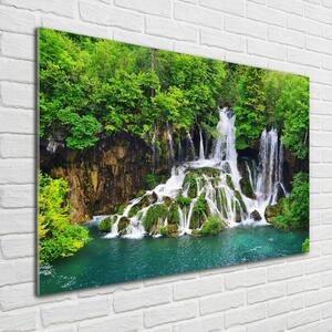 Foto obraz skleněný horizontální Vodopád v horách osh-85137892