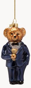 Ručně foukaná vánoční ozdoba Bear in Clothes