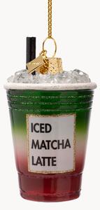 Ručně foukaná vánoční ozdoba Strawberry Iced Matcha