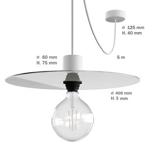 Creative cables EIVA elegant závěsná lampa se stínidlem, 5m textilního kabelu, decentralizér, silikonový baldachýn a objímka, IP65 voděodolná Barva: Bílá