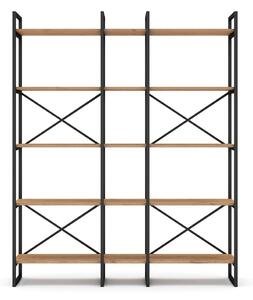 Černý/přírodní regál v dekoru dubu 144x175 cm Dusan – Marckeric