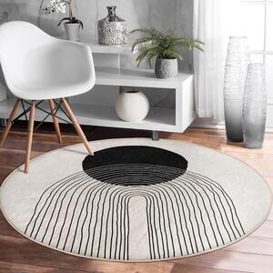 Černo-bílý pratelný kulatý koberec vhodný pro robotické vysavače ø 120 cm Comfort – Mila Home