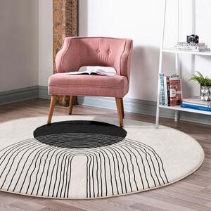 Černo-bílý pratelný kulatý koberec vhodný pro robotické vysavače ø 120 cm Comfort – Mila Home