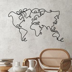 Wallity Nástěnná kovová dekorace World Map černá