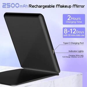 Skládací cestovní zrcadlo FUNTOUCH s osvětlením, nabíjecí, přenosné, s osvětlením, vhodné jako toaletní zrcadlo